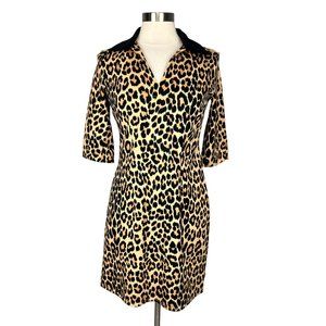 Jude Connally Womens Michelle Ponte Dress Leopard Camel Brown size Small